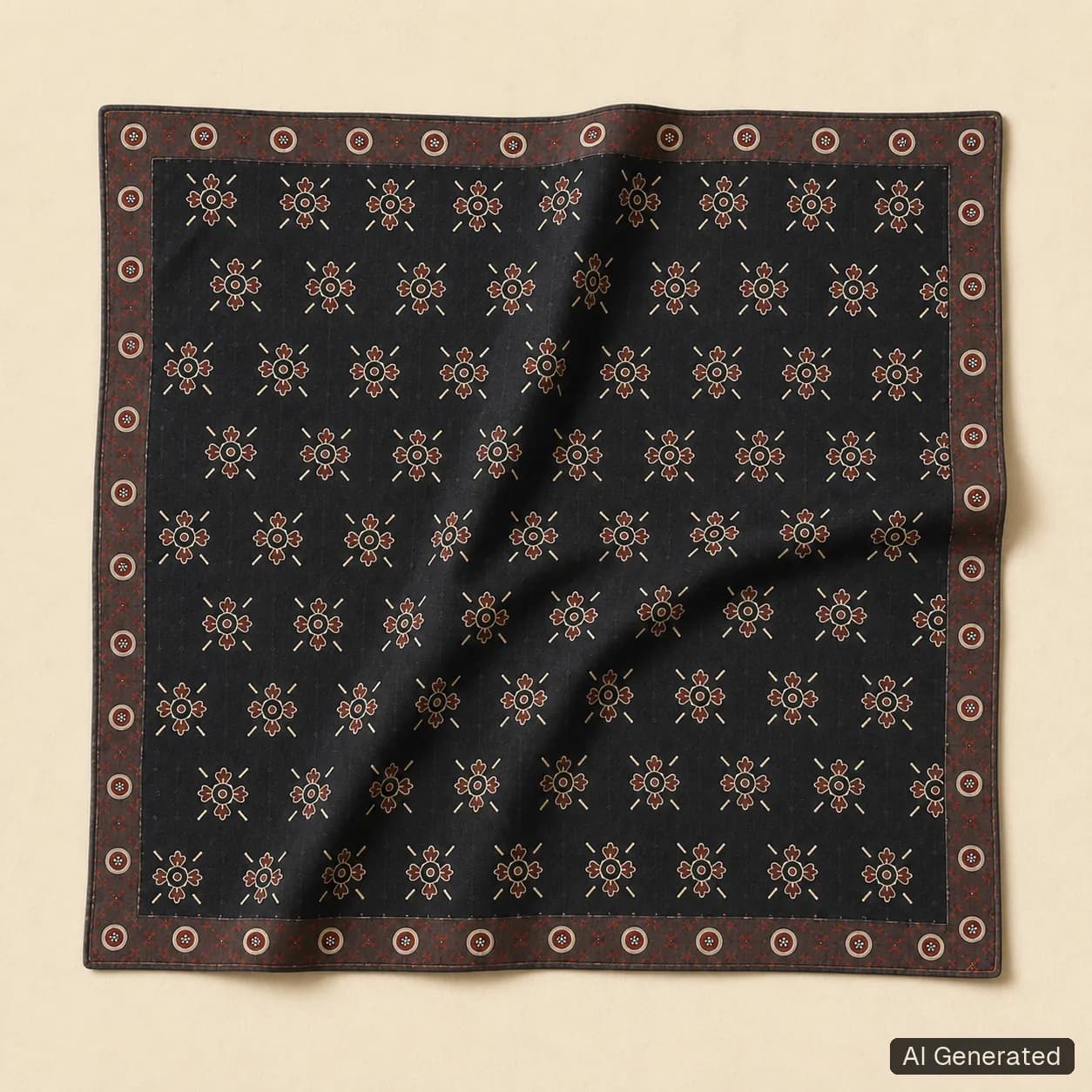 Open square scarf, Tropikera design 03; generated concept image