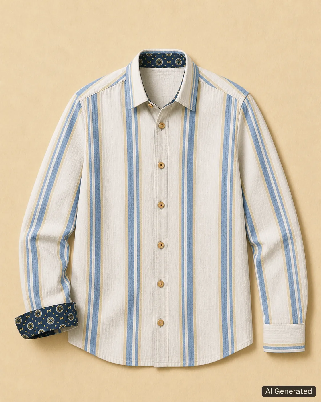Long-sleeved shirt shown from the front, Tropikera design 10; generated concept image