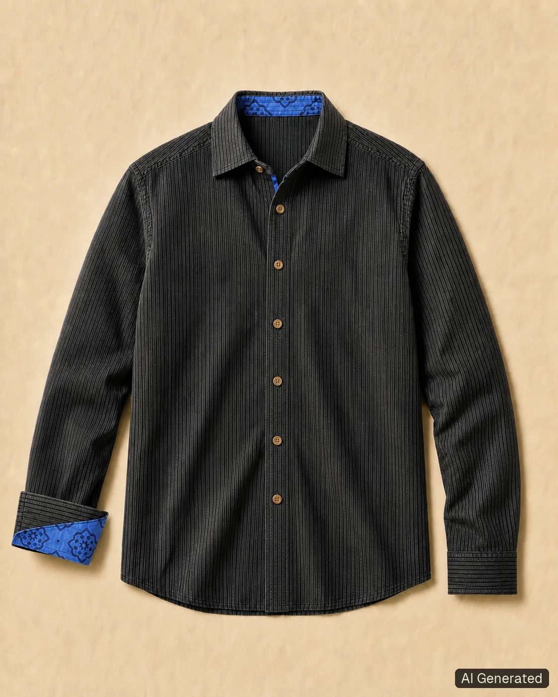 Long-sleeved shirt shown from the front, Tropikera design 11; generated concept image