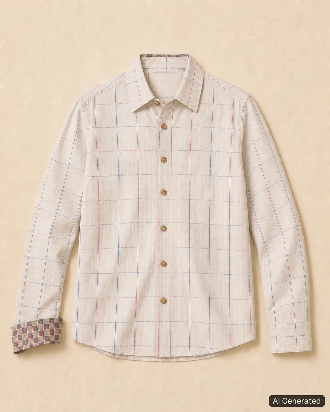 Long-sleeved shirt shown from the front, Tropikera design 17; generated concept image
