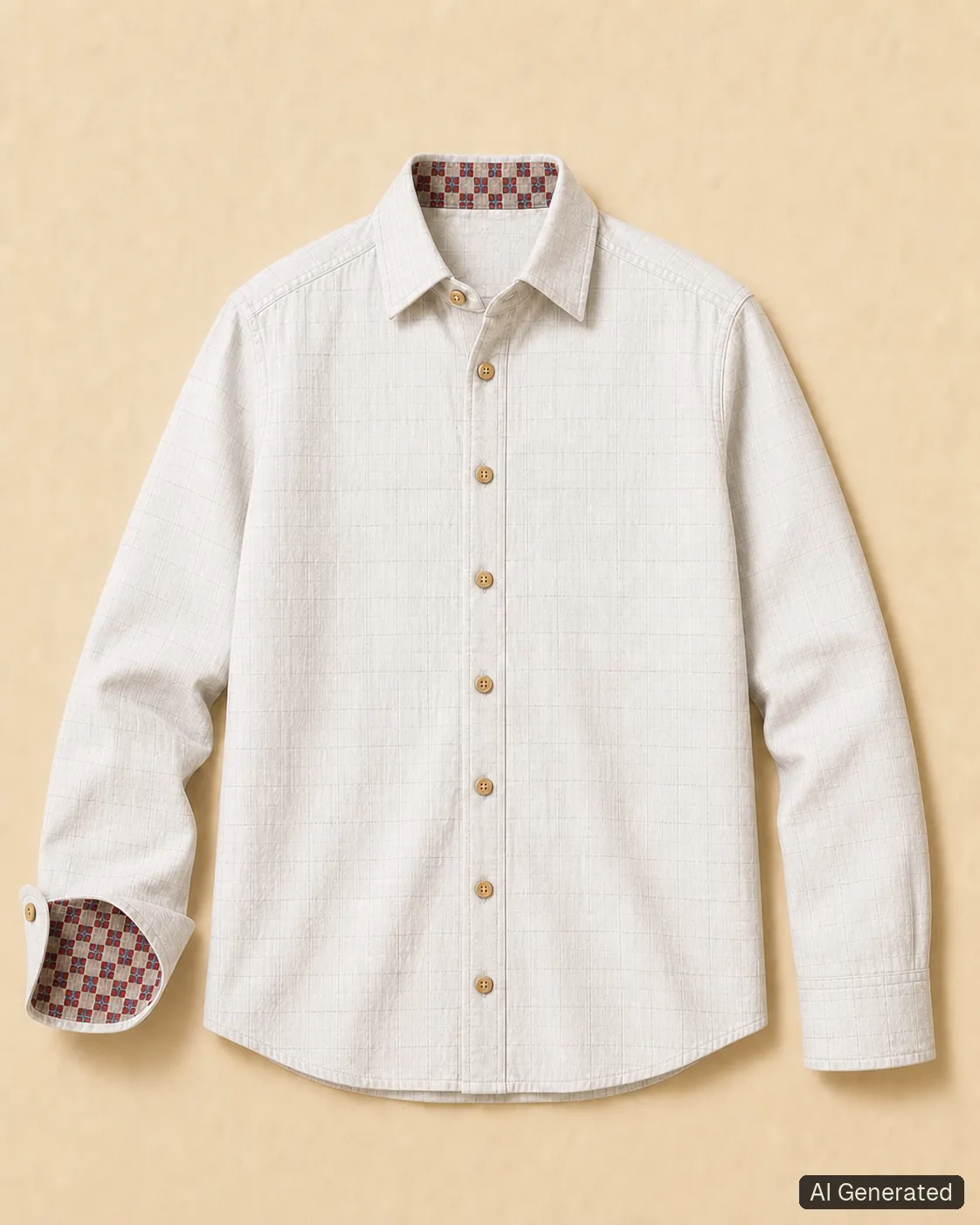 Long-sleeved shirt shown from the front, Tropikera design 18; generated concept image
