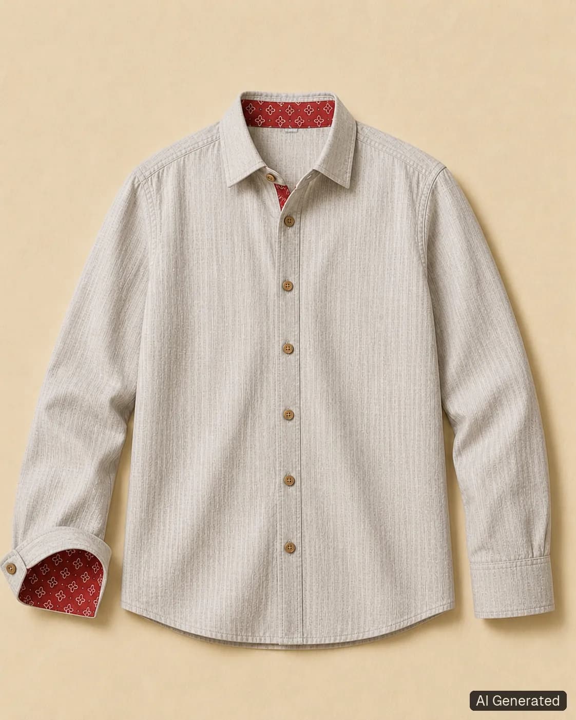 Long-sleeved shirt shown from the front, Tropikera design 19; generated concept image