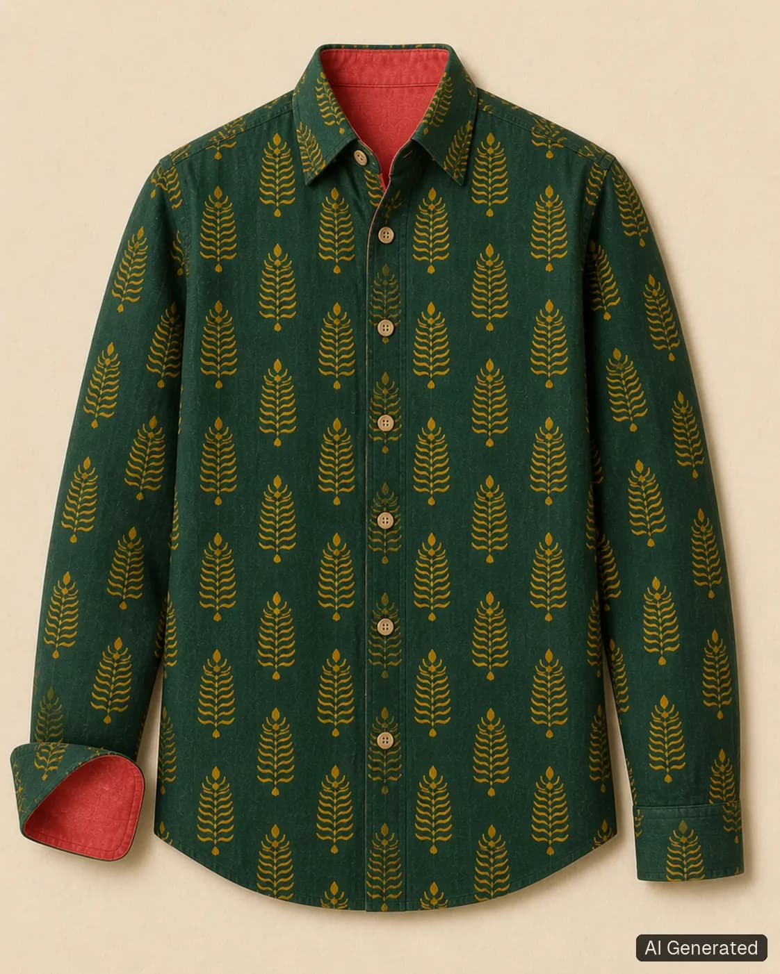 Long-sleeved shirt shown from the front, Tropikera design 20; generated concept image