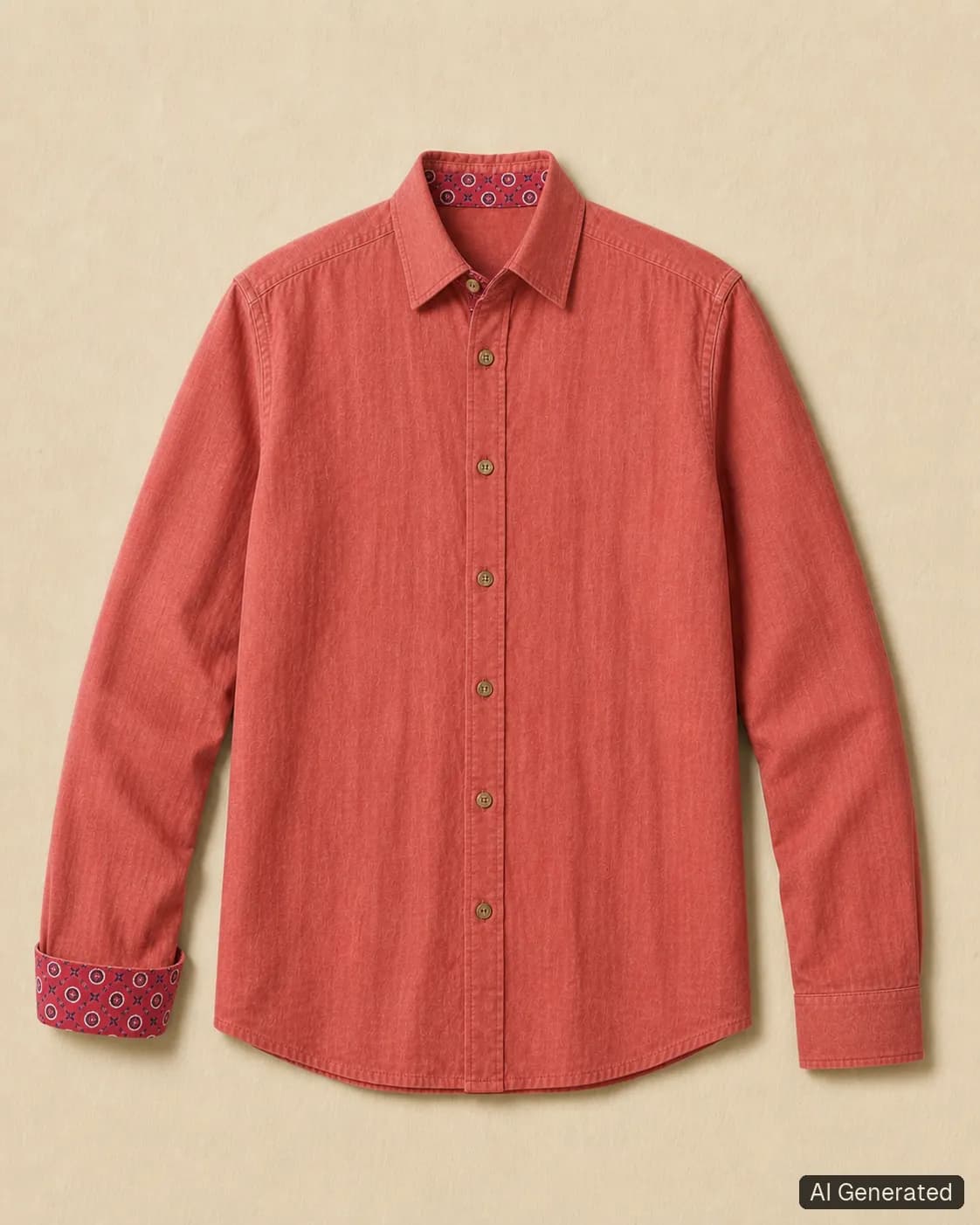 Long-sleeved shirt shown from the front, Tropikera design 28; generated concept image